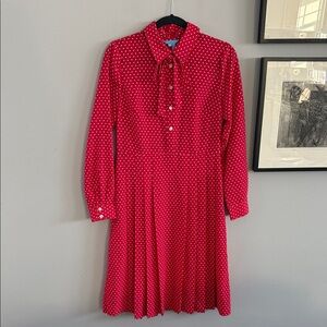 Draper James Polka Dot Printed Tie Neck Shirtdress, in red, size 4